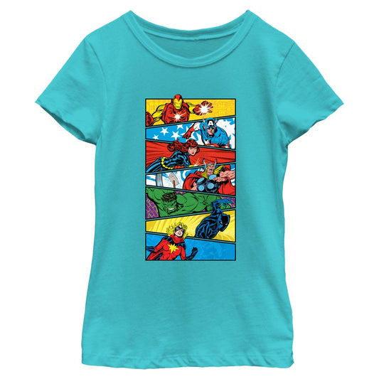 Girl's Marvel Avengers Classic Avengers Panel Stack T-Shirt